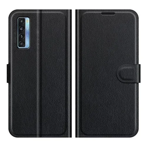 Funda Protectora Flip Horizontal para TCL 20S / 20 5G / 20L con Soporte, Tragamonedas y Billetera (Negro)