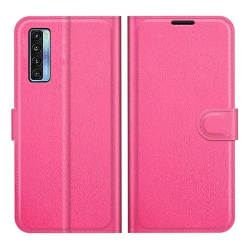 Funda Protectora Horizontal Flip para TCL 20S / 20 5G / 20L con Soporte, Tragamonedas y Billetera (Rose Rojo)