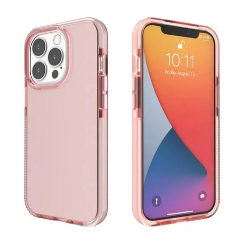 Funda Protectora iPhone 13 Pro Alta Translúcida Dos Colores a Prueba de Golpes (Rosa)