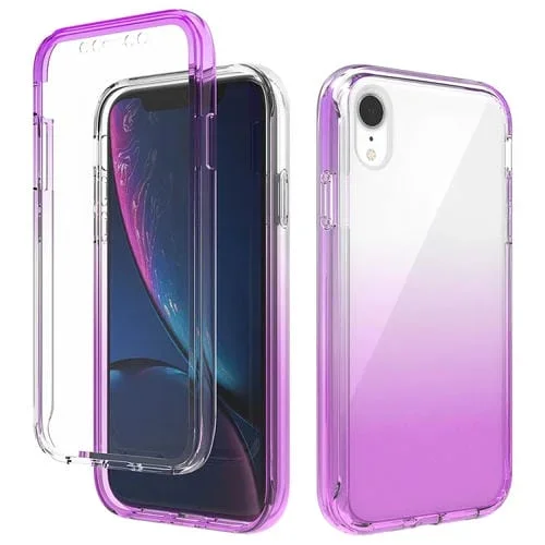 Funda Protectora iPhone Xr PC + TPU Cambio Gradual Dos Colores (Púrpura)