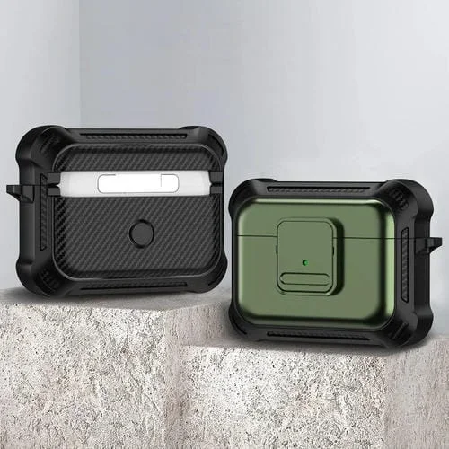 Funda Protectora para AirPods Pro TPU + PC A Prueba De Golpes con Interruptor (Verde Militar)