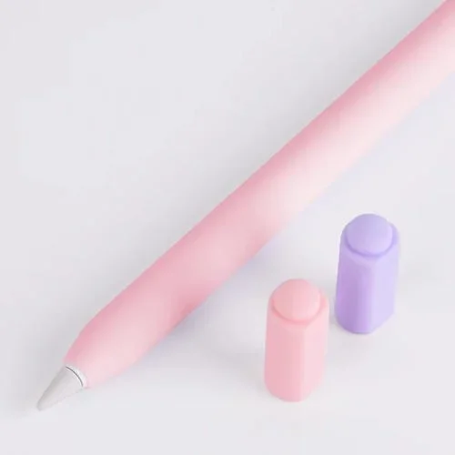 Funda Protectora Para Apple Pencil USB-C Silicona Doble Tapa (Rosa)