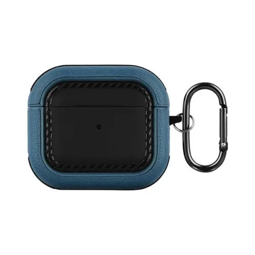 Funda Protectora Para Auriculares Airpods 3 Textura De Cuero (Negro Azul)