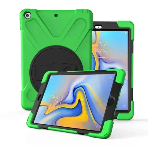 Funda Protectora para Galaxy Tab A 10.5 T590 T595 Rotación 360° PC Silicona Soporte Correa (Verde Claro)