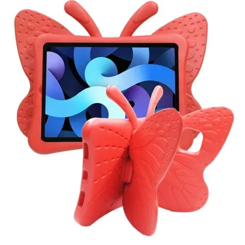 Funda Protectora para iPad 2025/2022 con Soporte de Mariposa de Eva para Niños (Roja)