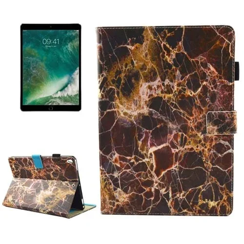Funda Protectora para iPad Pro 10.5 Pulgadas Patrón Mármol Marrón Cuero con Tapa Horizontal Soporte Ranuras Tarjetas Billetera Bolígrafo Suspensión Activación