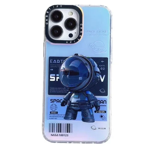 Funda Protectora para iPhone 12 Patrón de Astronauta PC a Prueba de Golpes (Negro)