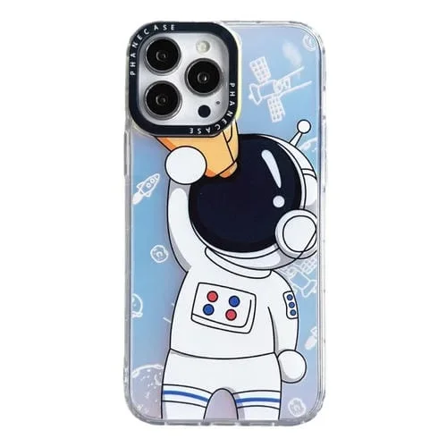 Funda Protectora para iPhone 12 Pro Patrón Astronauta a Prueba de Golpes (Blanco)
