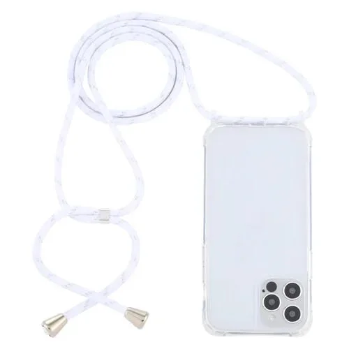 Funda Protectora para iPhone 13 Mini Airbag Acrílico Transparente a Prueba de Golpes con Cordón (Oro Blanco)