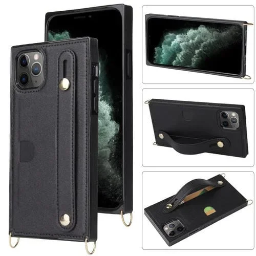 Funda Protectora para iPhone 13 Mini Crossbody Lanyard a Prueba de Golpes (Negro)