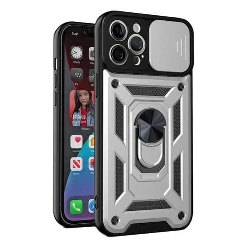 Funda Protectora para iPhone 13 Pro Cubierta de Cámara Deslizante TPU + PC (Plata)