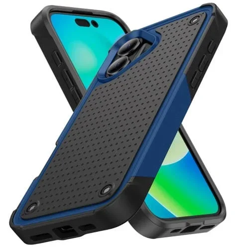 Funda Protectora para iPhone 16 Plus de PC y TPU a Prueba de Golpes (Azul y Negro)