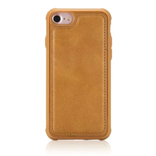 Funda Protectora para iPhone 7/8 Cuero Magnética PC TPU PU a Prueba de Golpes (Marrón)