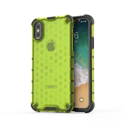 Funda Protectora para iPhone X / Xs Honeycomb PC + TPU a Prueba de Golpes (Verde)