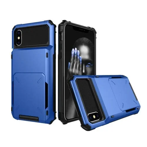 Funda Protectora para iPhone X / Xs TPU + PC Prueba de Golpes con Ranura para Tarjeta (Azul)