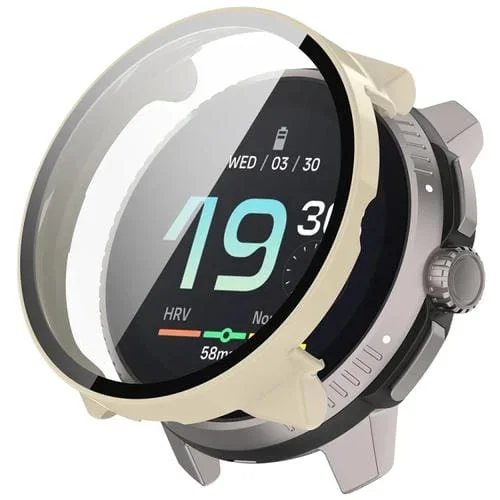 Funda Protectora para Reloj Suunto Race Pc con Película de Vidrio Templado (Blanco Marfil)