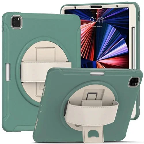 Funda Protectora para Tablet iPad Pro 12.9 2022/2021 Rotación 360° PC + TPU (Verde Jade)