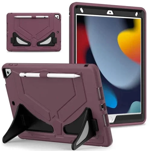 Funda Protectora para Tableta iPad 10.2 2021/2020/2019 Silicona + PC a Prueba de Golpes (Negro Ciruela)