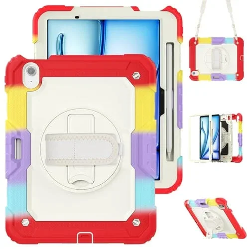 Funda Protectora para Tableta iPad Air 11 2024 Silicona + PC (Rojo Arcoíris)