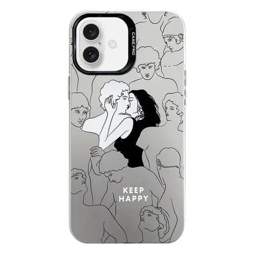 Funda Protectora para Teléfono iPhone 16 PC Serie Plata Galvanizada (Amantes)