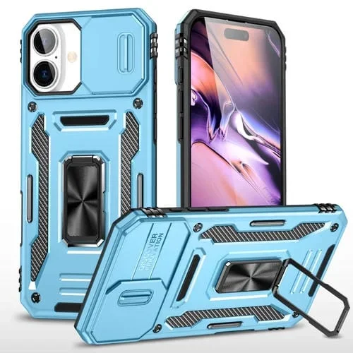 Funda Protectora para Teléfono TPU PC iPhone 16 Plus Protección Cámara (Azul Claro)