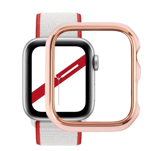 Funda Protectora PC Electrochaplating Doble Color para Apple Watch Series 7 6 SE 5 4 44mm (Rose Gold Edge + Foundation)