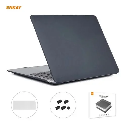 Funda Protectora + Película Teclado TPU + Enchufes Antipolvo Enkay para MacBook Air 13,3 A2179 A2337 (2020) (Negro)