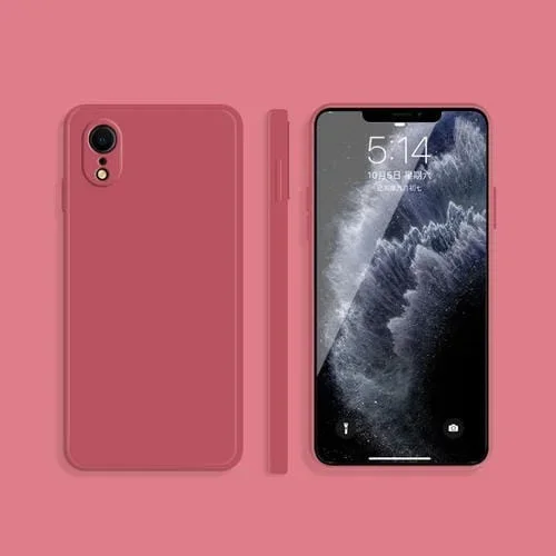 Funda Protectora Silicona Líquida iPhone Xr Cobertura Total a Prueba de Caídas (Rojo)
