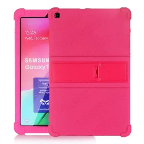Funda Protectora Silicona para Galaxy Tab A 10.1 (2019) T510 con Soporte Invisible (Rosa Roja)