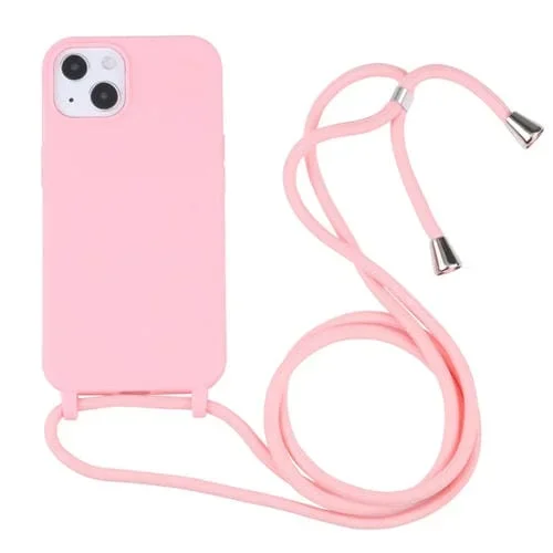 Funda Protectora TPU Candy Colors para iPhone 13 Mini con Cordón (Rosa)