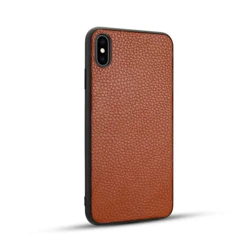 Funda Protectora TPU Cuero Pu Litchi para iPhone Xs (Marrón)