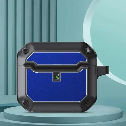 Funda Protectora TPU Hardware Mecha con Gancho para Auriculares AirPods 3 (Azul)