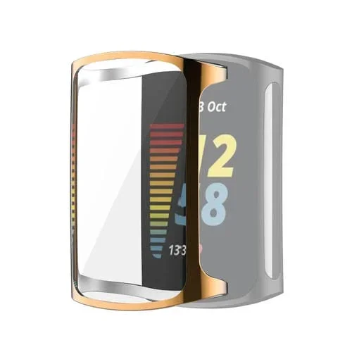 Funda Protectora TPU para Fitbit Carga 5 Cobertura Completa Galvanoplastia (Oro Rosa)