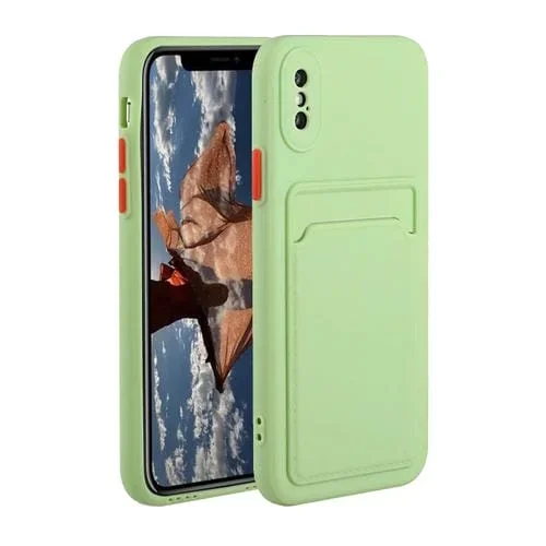 Funda Protectora TPU para iPhone X Xs con Ranura para Tarjeta a Prueba de Golpes (Verde)