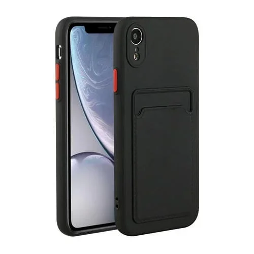 Funda Protectora TPU para iPhone Xr con Ranura para Tarjeta a Prueba de Golpes (Negro)