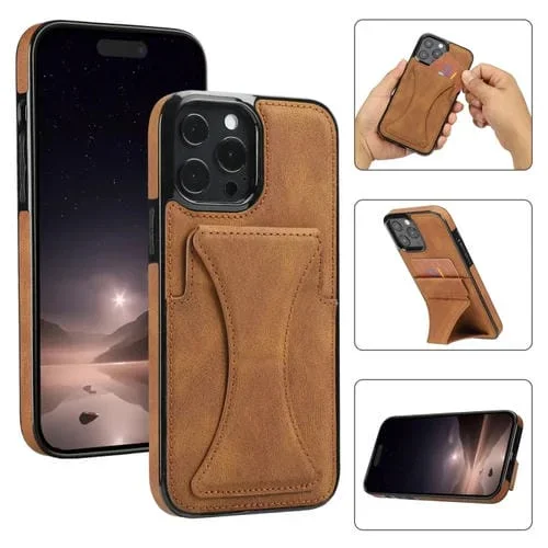 Funda Protectora Ultrafina para iPhone 16 Pro Max con Soporte (Marrón)