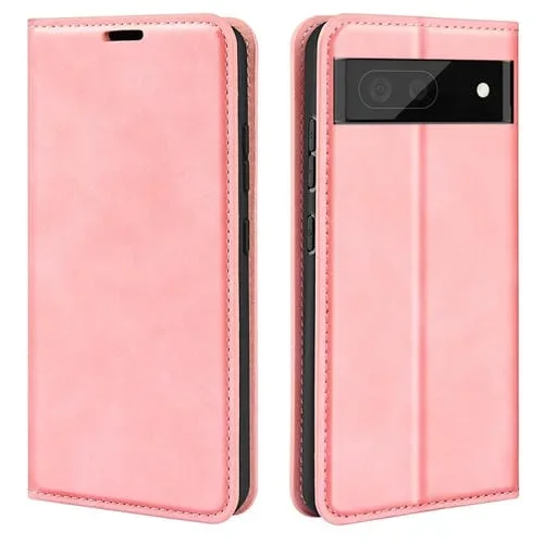 Funda Retro-Piel de Succión Magnética para Google Pixel 7 Pro (Rosa)