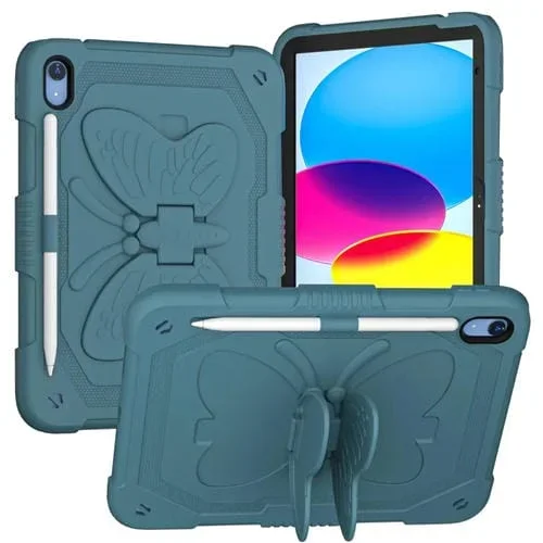 Funda rígida con soporte tipo mariposa para iPad 2025/2022 (Verde Oscuro)