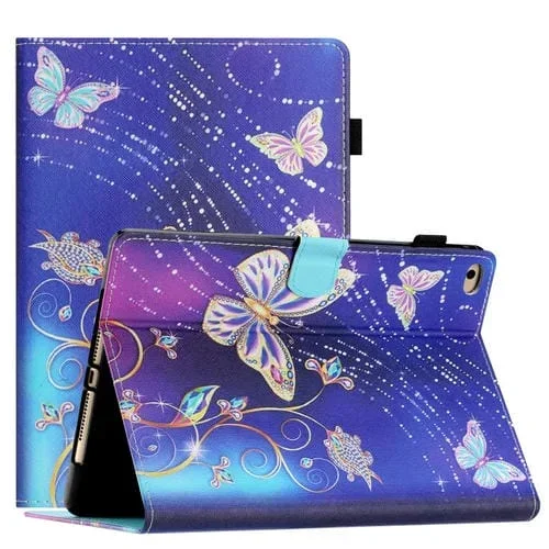 Funda Tablet para iPad 9.7 2017 y 2018 Air 2 Colored Drawing Stitching Smart Leather (Mariposa)