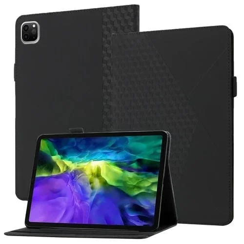 Funda Tablet Rhombus Skin Fee Horizontal Flip Cuero Ranuras Soporte Tarjetas Descanso para iPad Pro 11 (2021/2020/2018) (Negro)