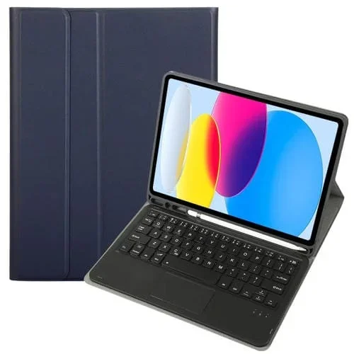 Funda Teclado Táctil Bluetooth para iPad 10Th Gen 10.9 2022 A10B-A Textura Piel de Cordero (Azul Oscuro)