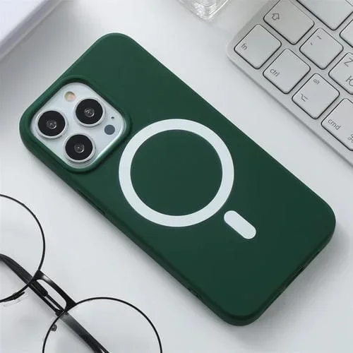Funda Telefónica de Silicona Magsafe para iPhone 13 Pro (Verde Oscuro)