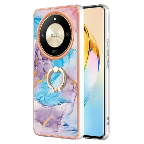 Funda TPU a Prueba de Golpes Honor X9B con Patrón Galvanoplastia y Soporte Anillo (Mármol Azul Vía Láctea)