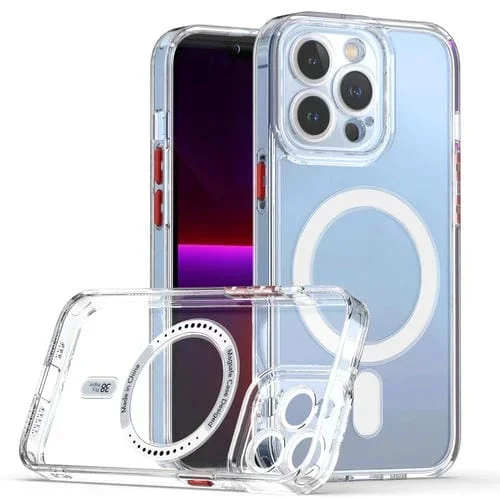Funda TPU Cat-Eye + Estuche Acrílico para iPhone 13 Pro Magsafe (Rojo)