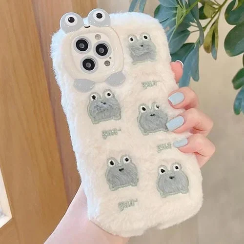 Funda TPU con Bordado de Felpa para iPhone 13 Pro Max (Cinco Ranitas)