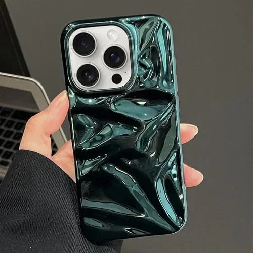 Funda TPU con Pintura Galvanizada Ondulación Agua para iPhone 16 Pro Max (Verde Brillante)