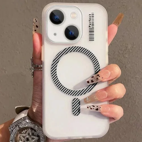 Funda TPU con Sensación de Piel de Cristal Magsafe para iPhone 14 Plus (Gris)