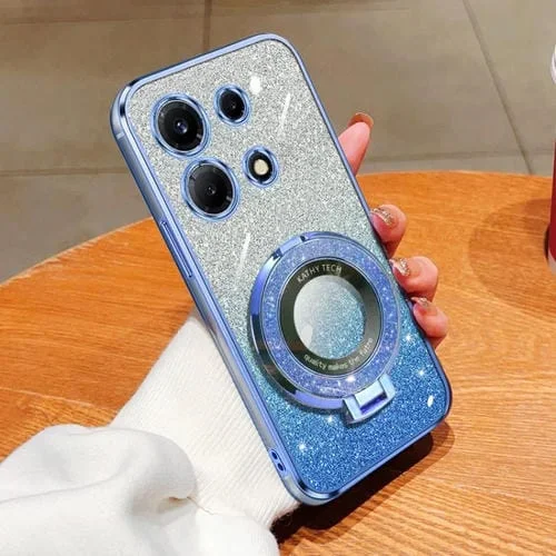 Funda TPU con Soporte Redondo y Purpurina Degradada Chapada Vip para Infinix Note 30 (Azul Sierra)