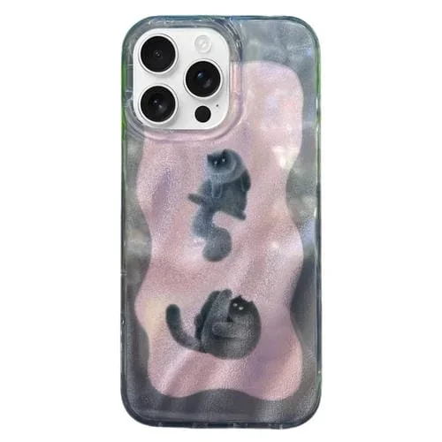 Funda TPU Doble Capa iPhone 13 Pro Patrón Imd Gatos y Perros (Rosa)