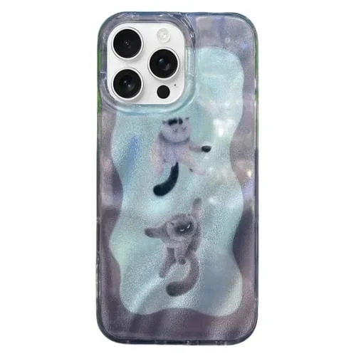 Funda TPU Doble Capa iPhone 14 Pro Patrón Imd Gatos y Perros (Verde)